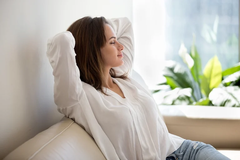 Relaxed woman on couch